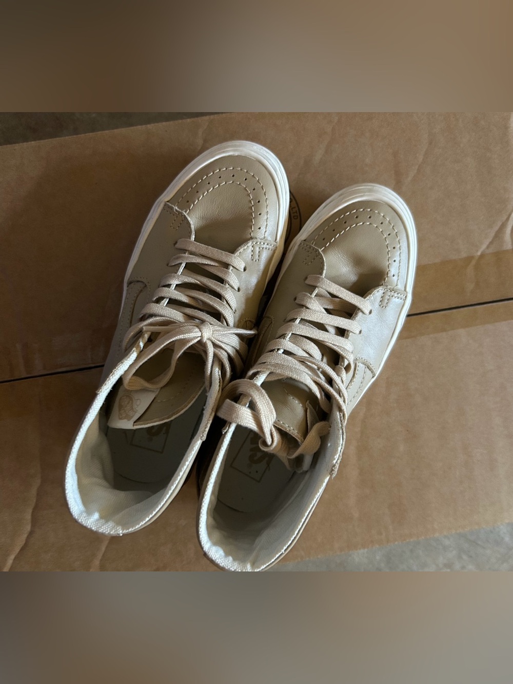 Vans beige leather high top size 8 womens